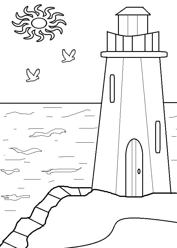 ocean coloring pages for kids lighthouse