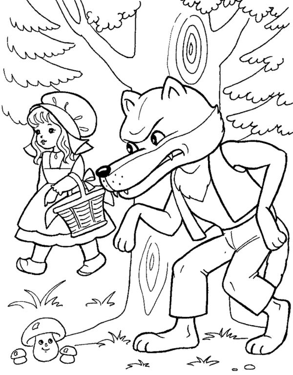 little red riding hood and wolf coloring pages