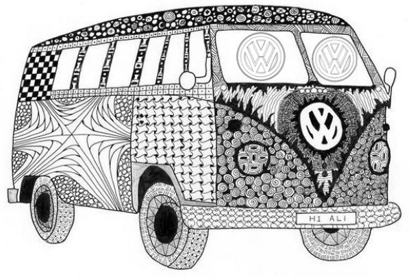 mandala volkswagen vw coloring page for adults