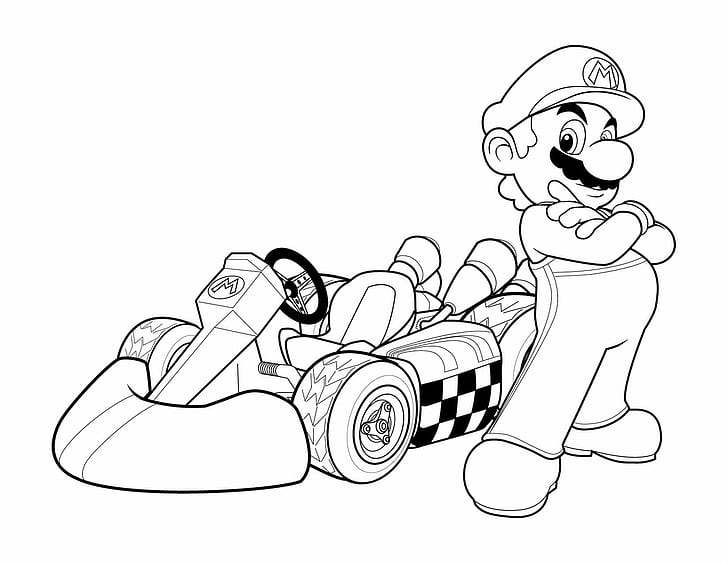 mario kart racing coloring pages