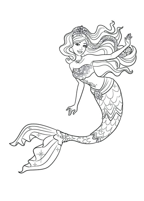 mermaid princess coloring pages