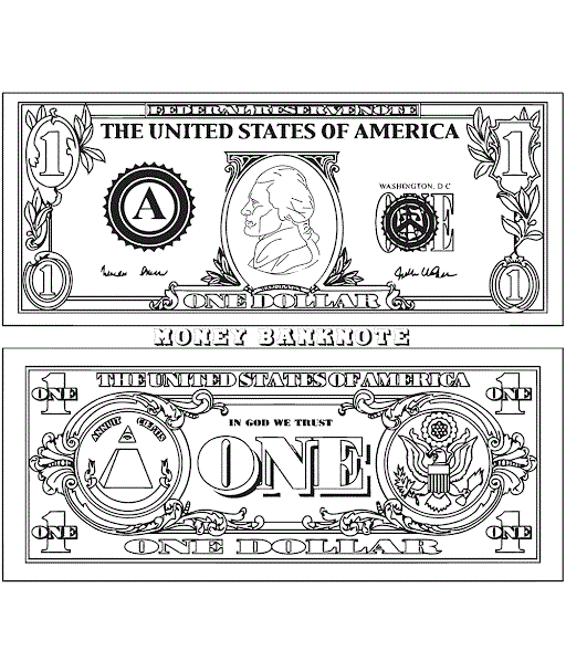 coloring pages money bills