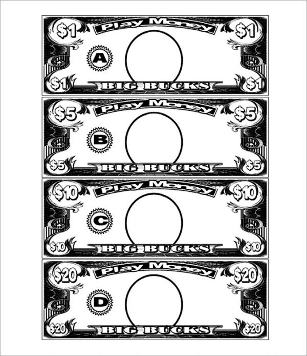 play money coloring pages
