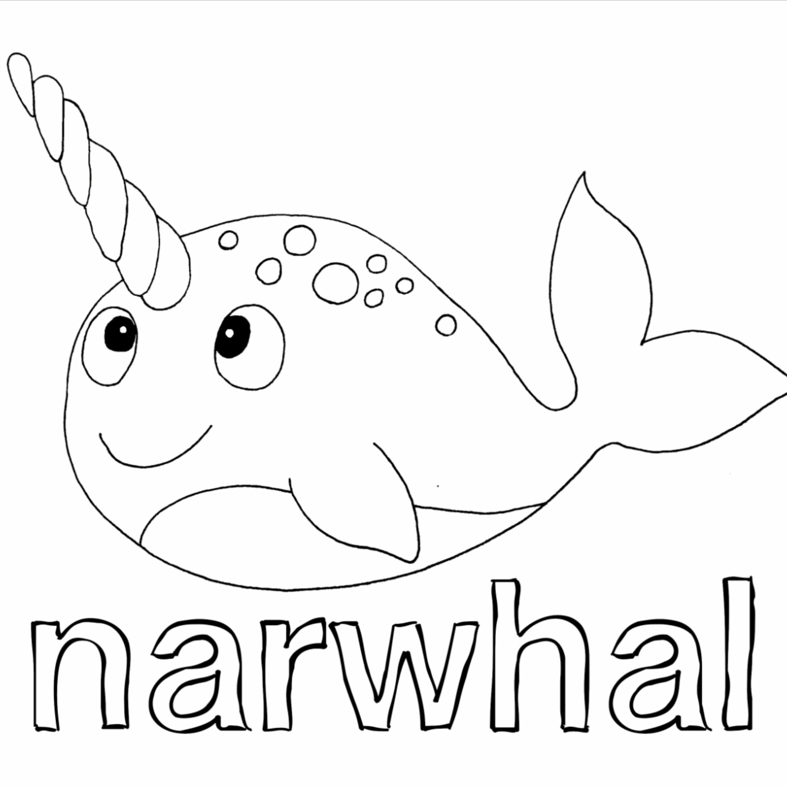 kawaii narwhal coloring pages