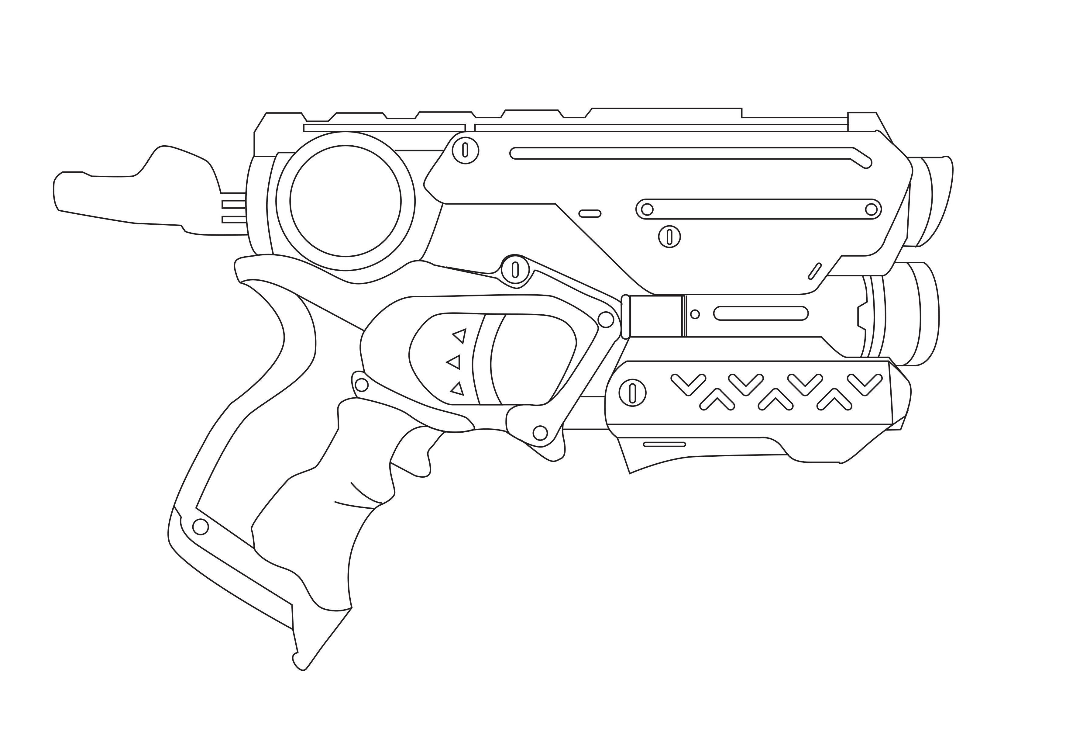nerf gun coloring pages side view