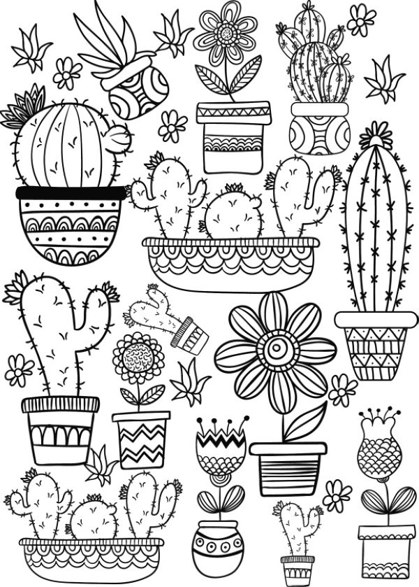 Beautiful Cactus Coloring Pages PDF - Coloringfolder.com