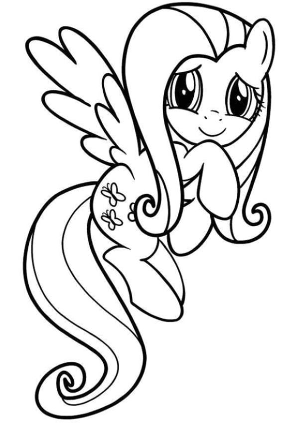 new fluttershy coloring page