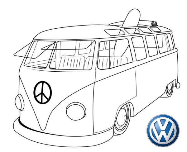 new volkswagen bus coloring page