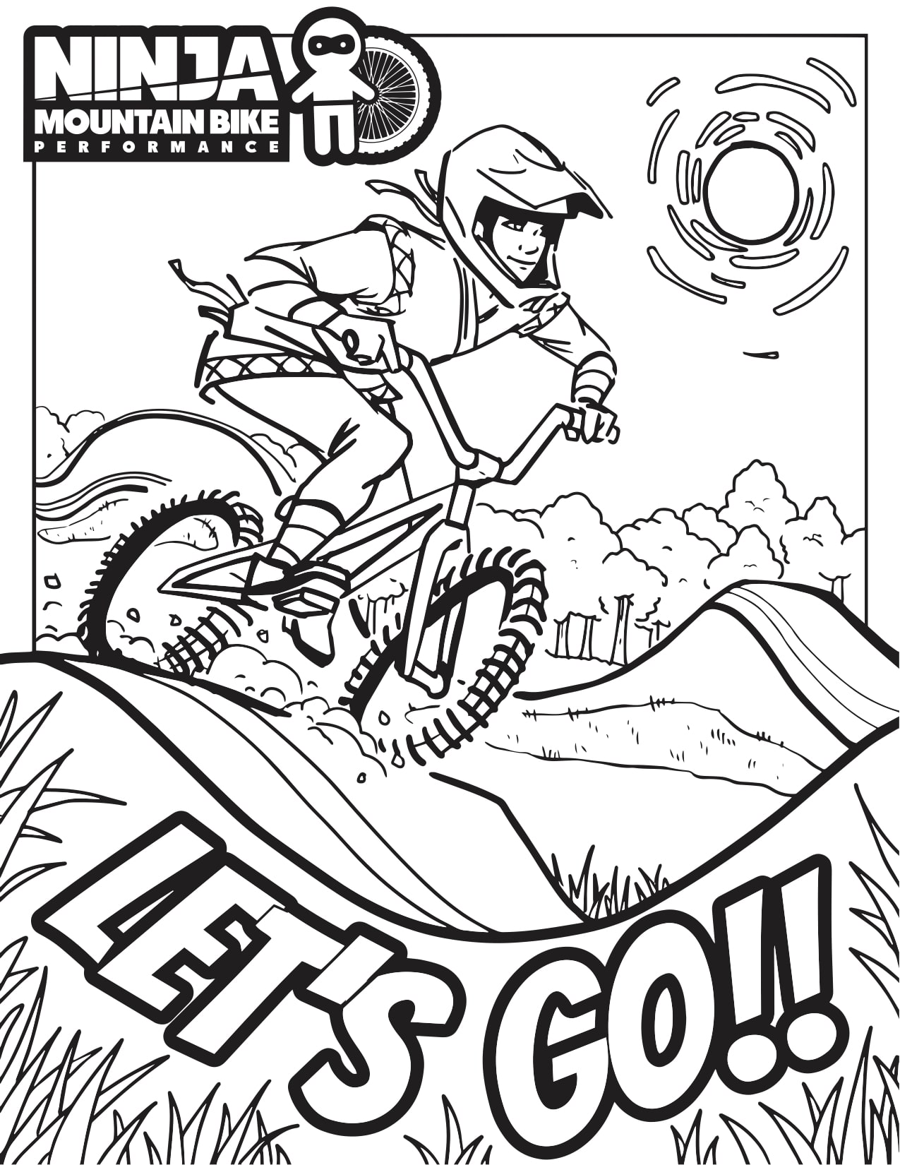 ninja mountain biking coloring pages