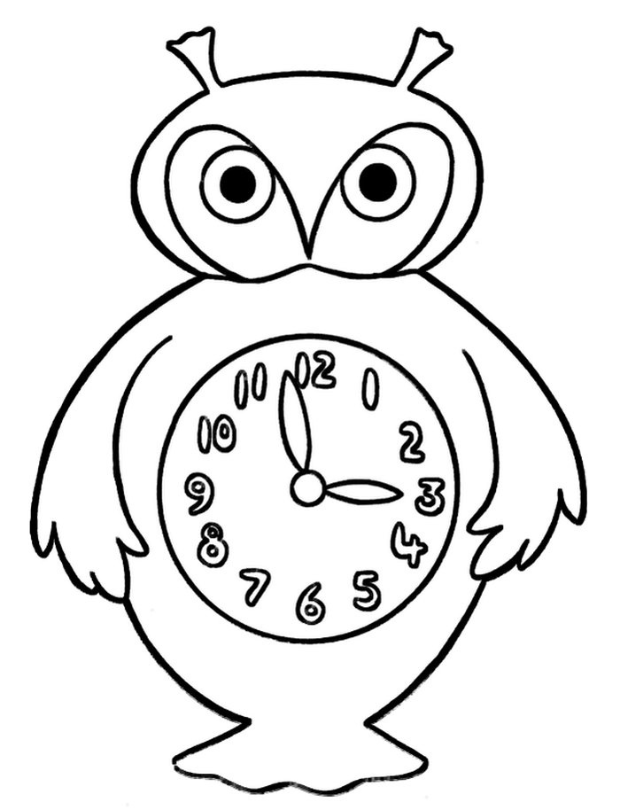 owl clock coloring page design