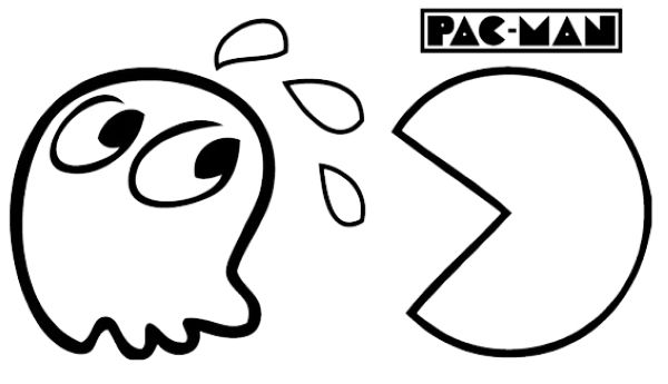 pac man videogames coloring page for little kids