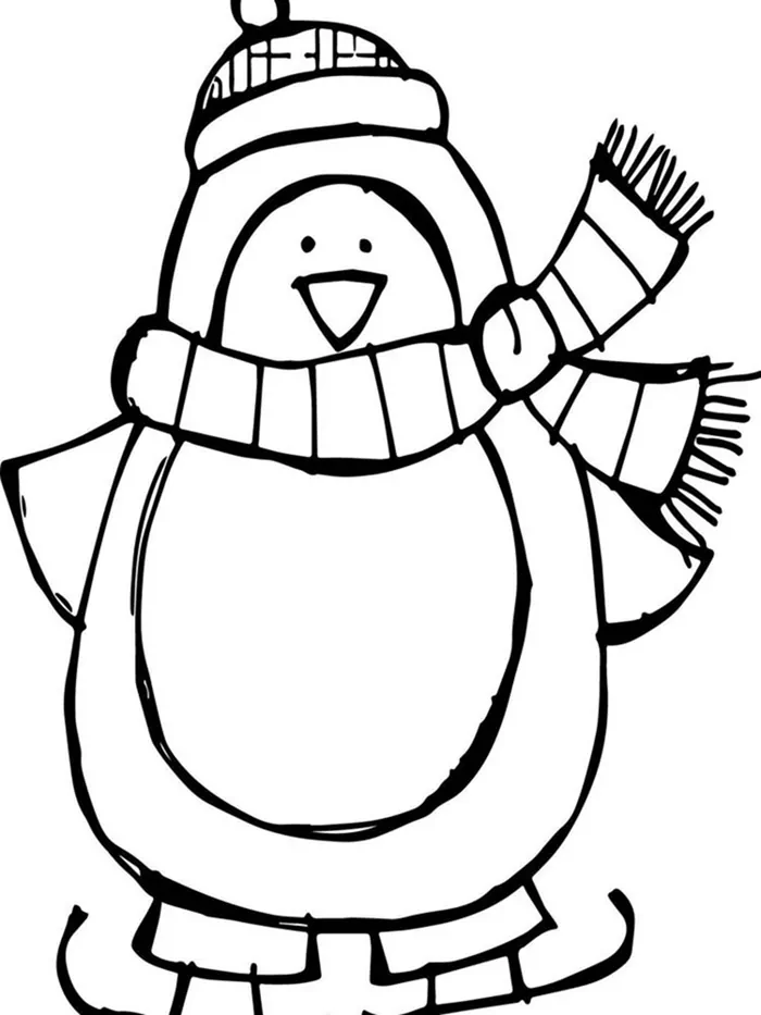 winter penguin coloring page