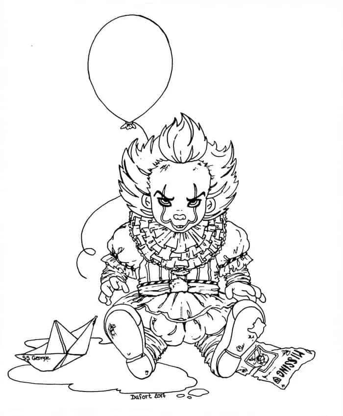 scary baby pennywise coloring page