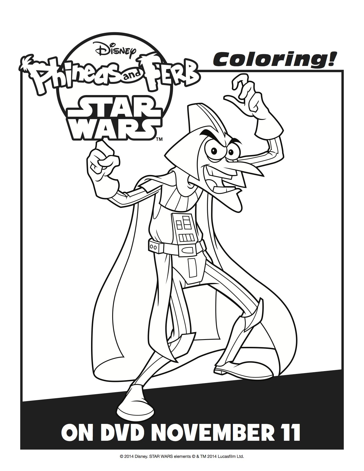 phineas and ferb star wars coloring pages