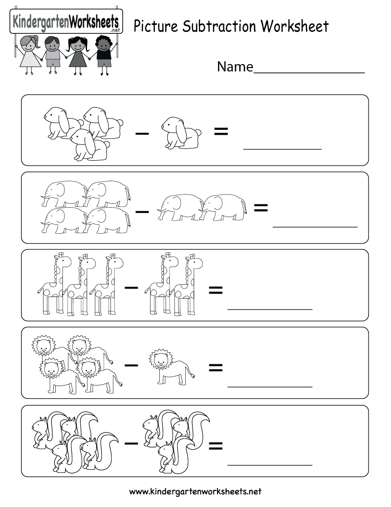 picture subtraction worksheet printable