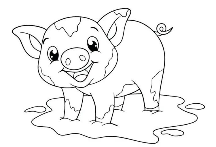 pig in the mud coloring pages