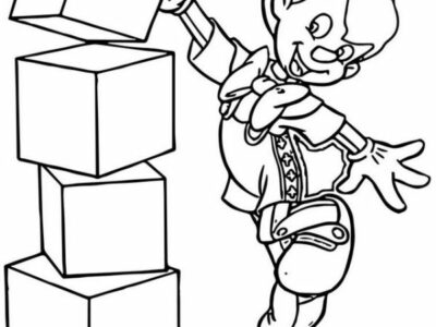 pinocchio playing blocks coloring pages