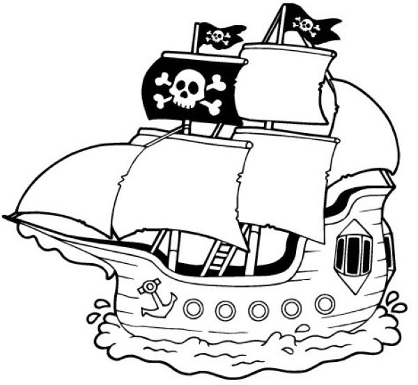 pirate ship cartoon coloring page
