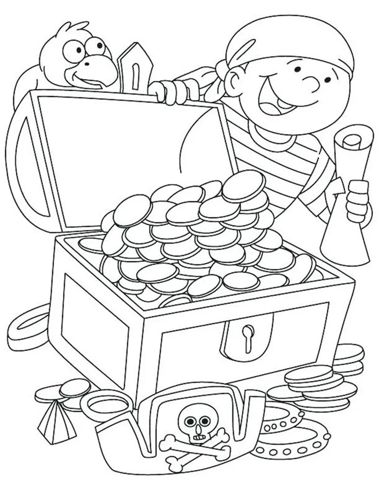 treasure chest coloring sheet