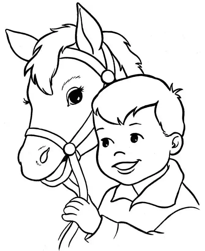 boy and pony coloring pages