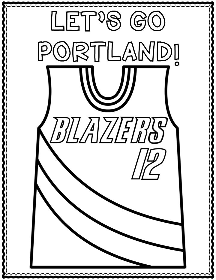 portland trail blazers jersey coloring pages