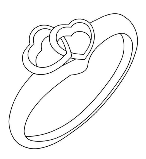 pretty love double hearts wedding ring coloring page