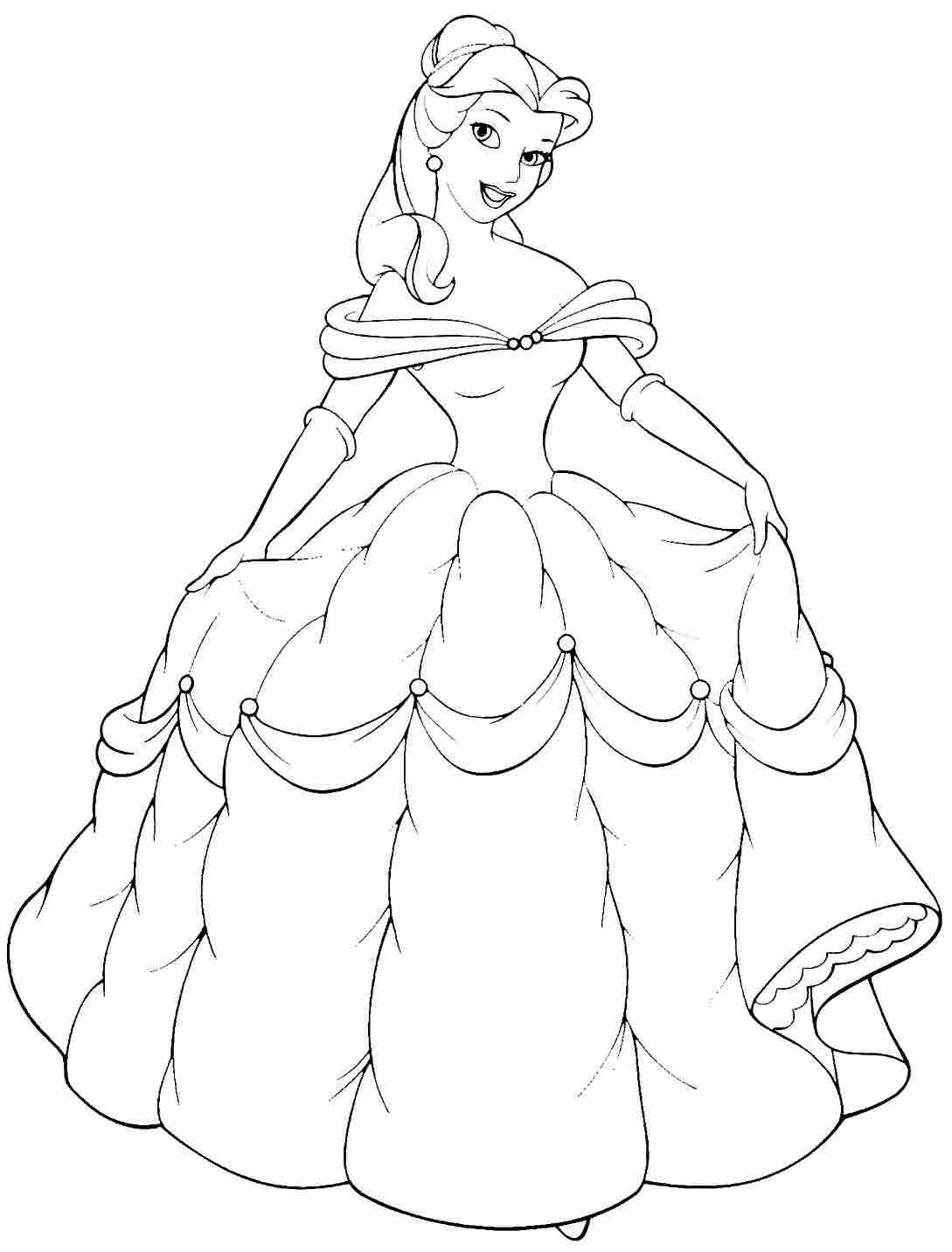 princess belle coloring pages for kids