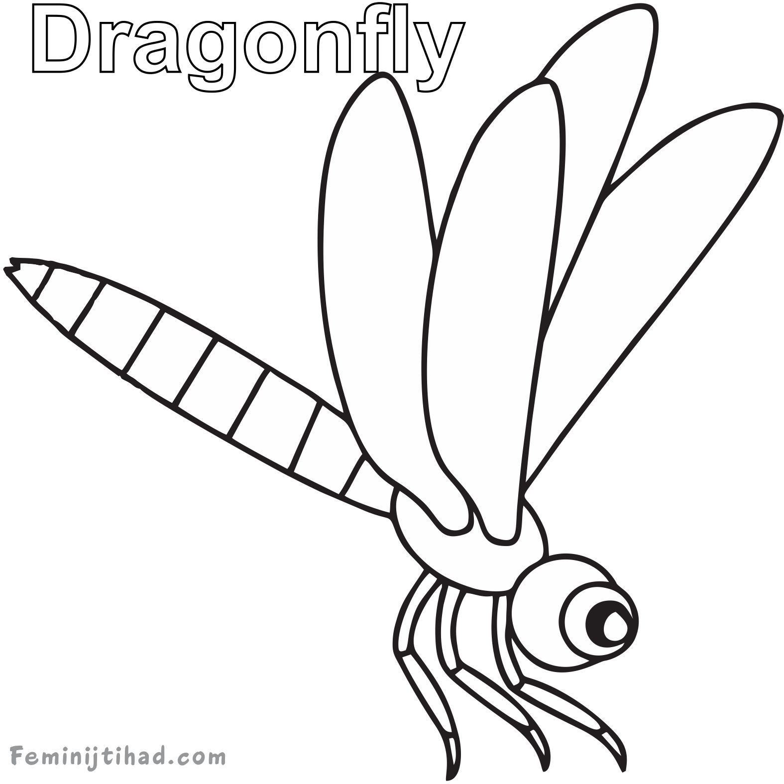 printable coloring page dragonfly