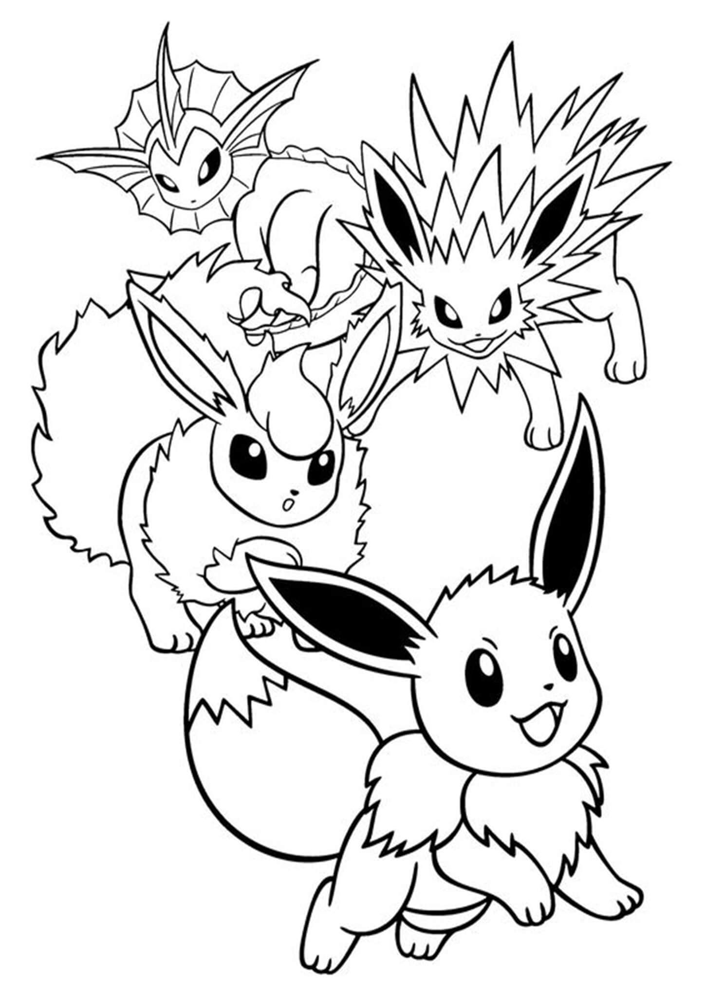 coloring pages of eevee evolutions