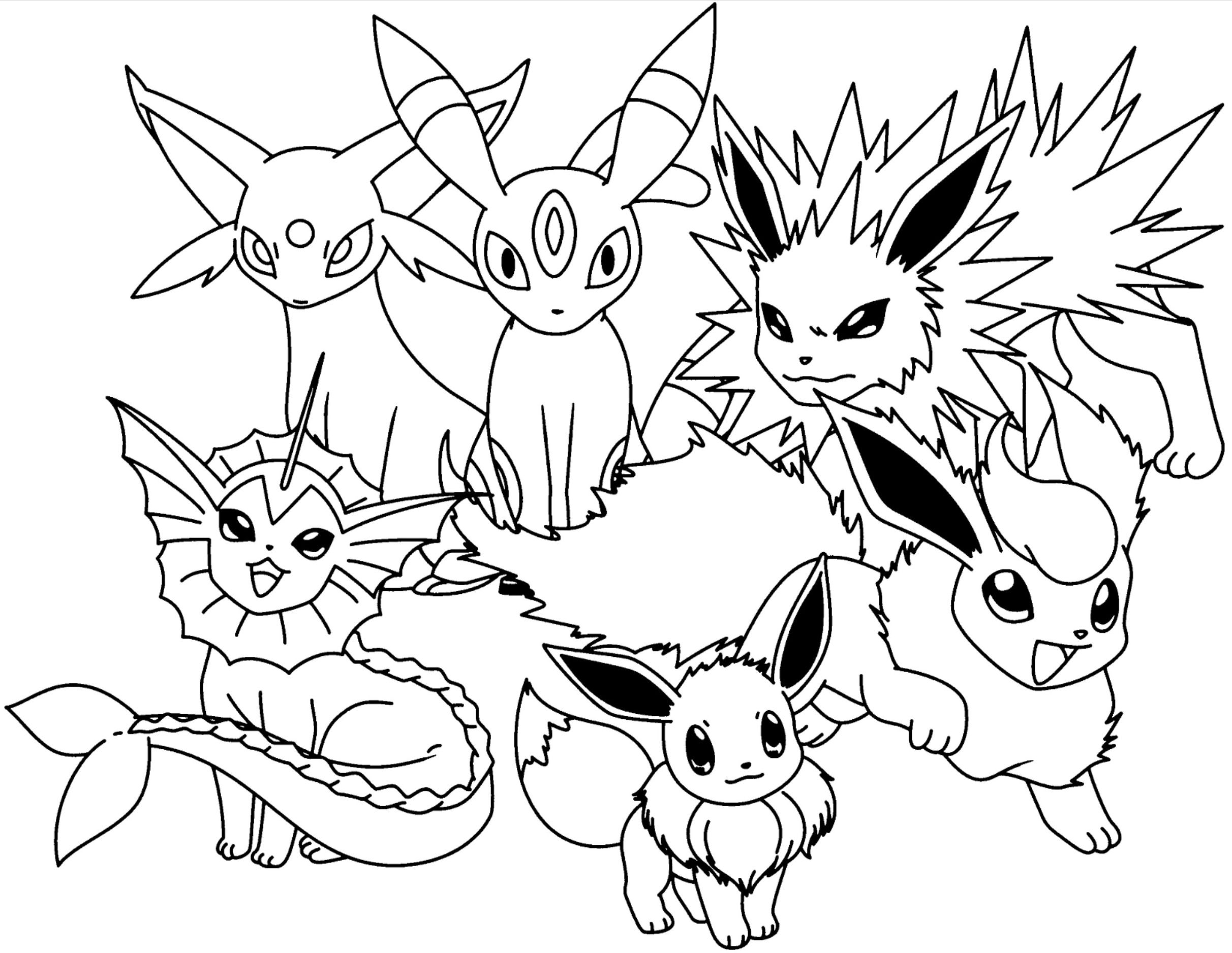 pokemon coloring pages eevee evolutions all
