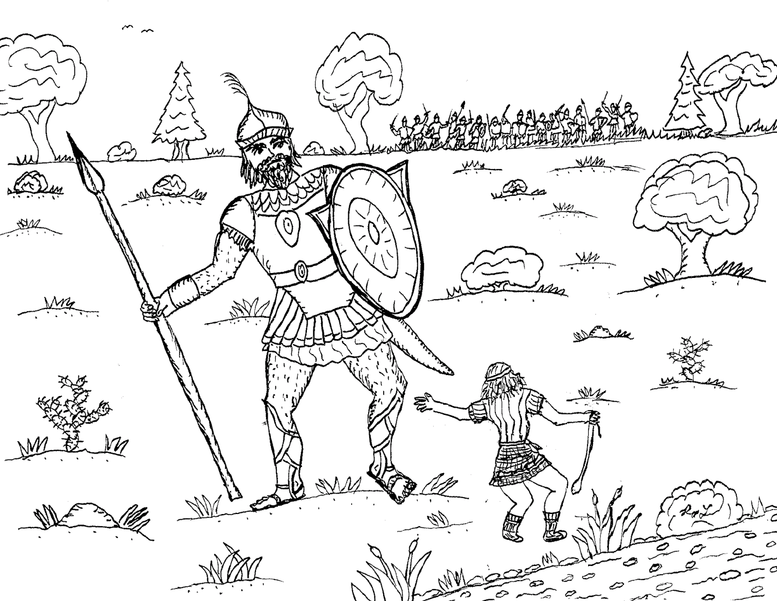 free coloring pages of david and goliath