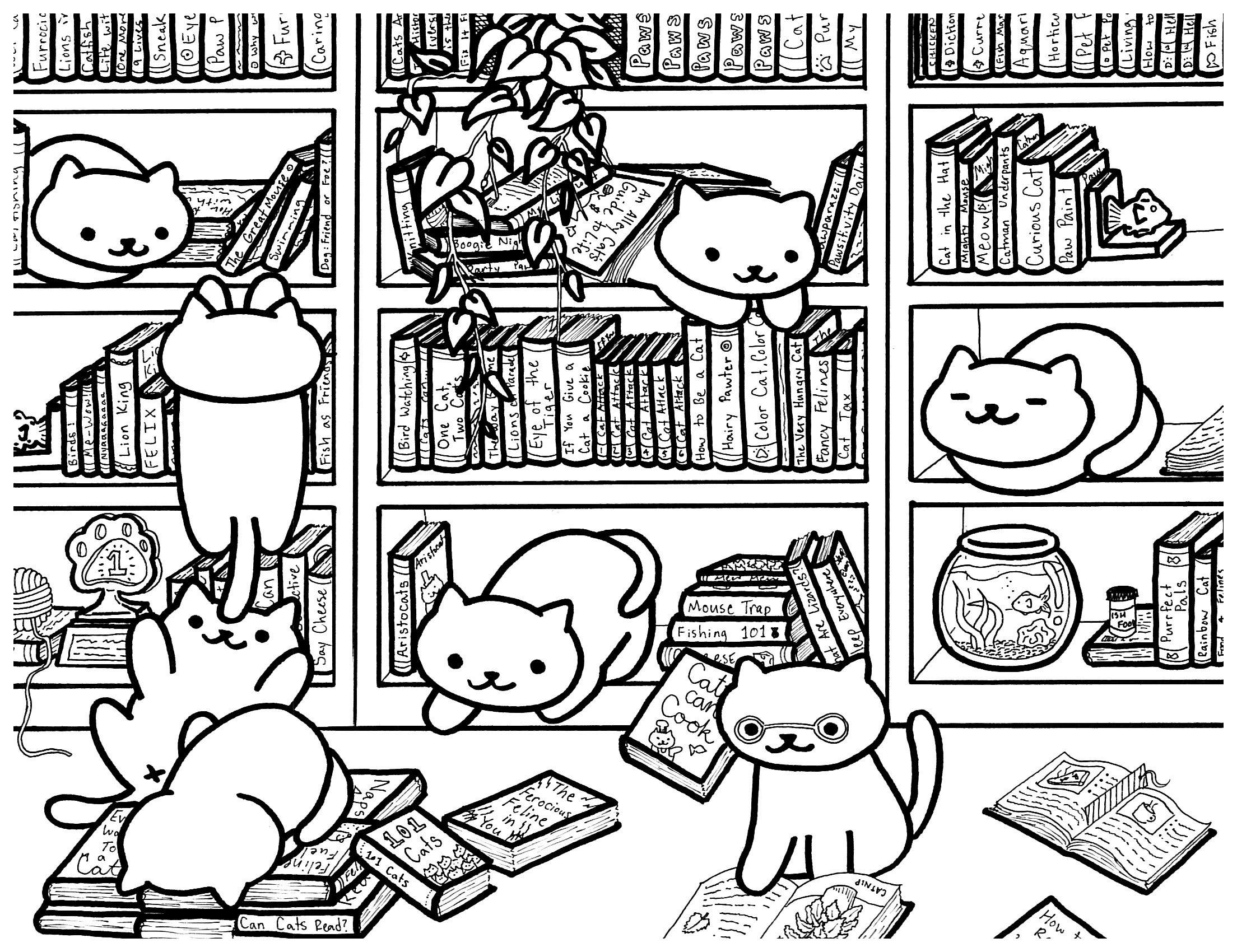 coloring pages of a library