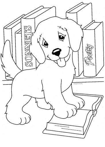 dogs in library coloring pages
