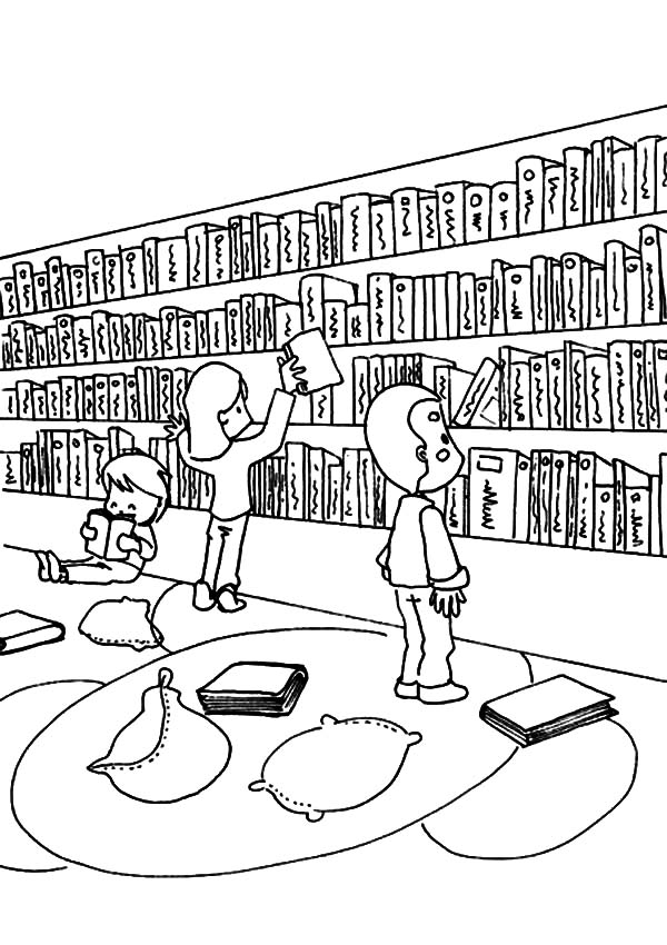 library and coloring pages