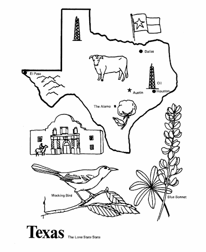texas map coloring pages