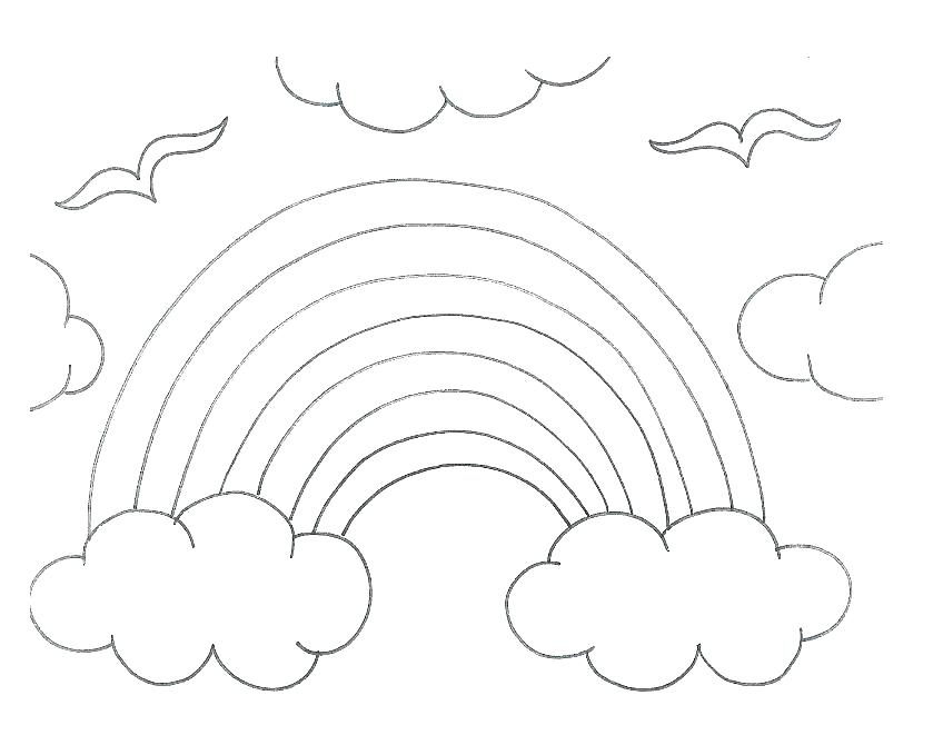 rainbow with clouds coloring page