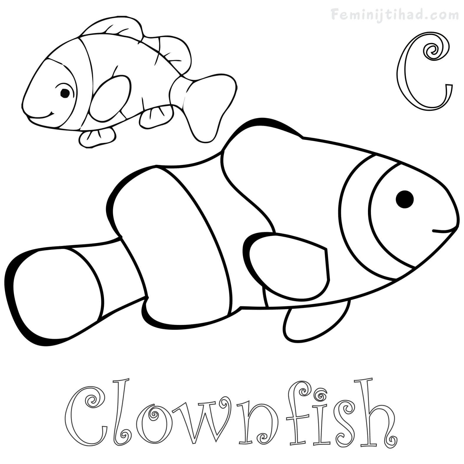 realistic clown fish coloring page