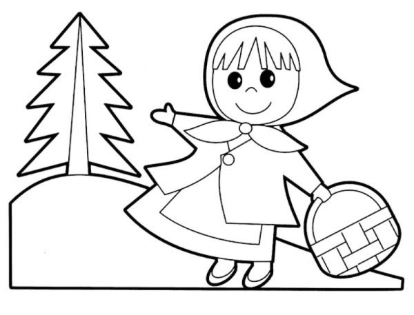 red riding hood cartoon coloring pages for children