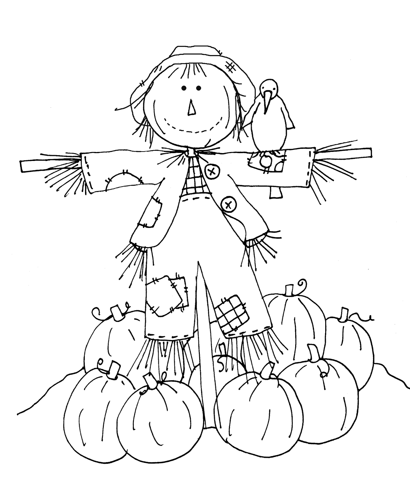 pumpkin scarecrow coloring pages