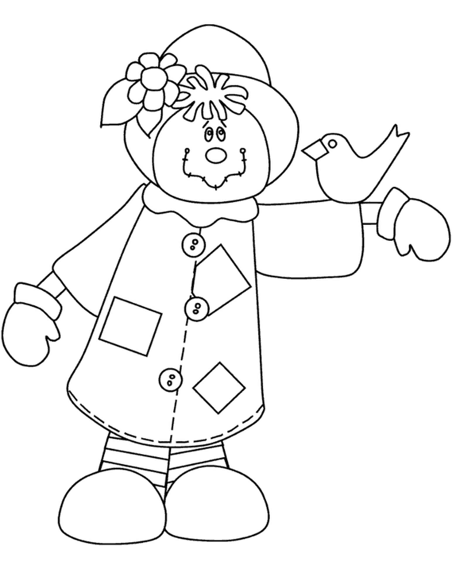 friendly scarecrow coloring page