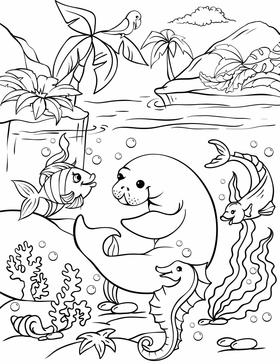 Sea Creatures Coloring Pages Pdf Free Printable - Coloringfolder.com