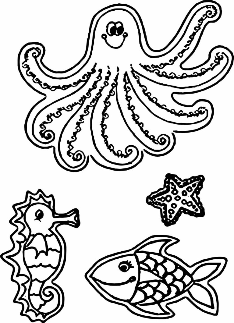 Sea Creatures Coloring Pages Pdf Free Printable - Coloringfolder.com