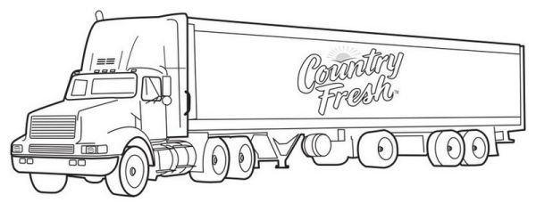 semi truck coloring page design