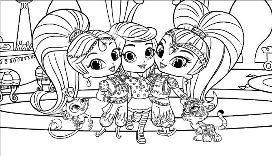 shimmer and shine coloring pages nick jr