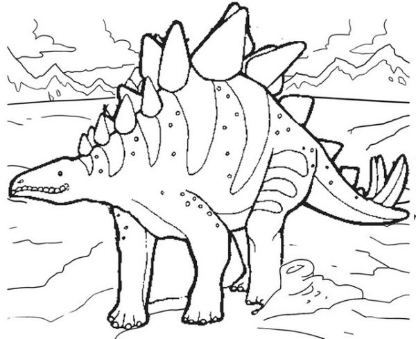 simple stegosaurus coloring page to print