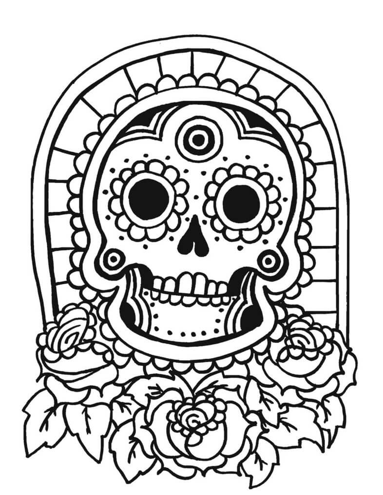 simple sugar skull coloring pages