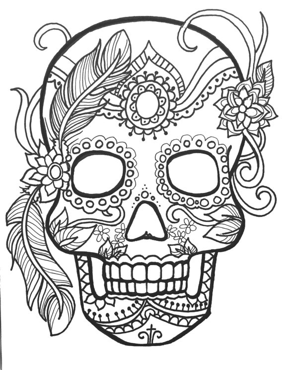 skull and roses coloring pages
