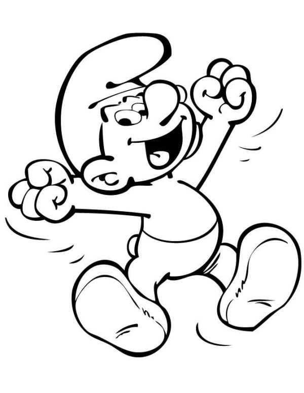 smurf jumping for joy coloring page