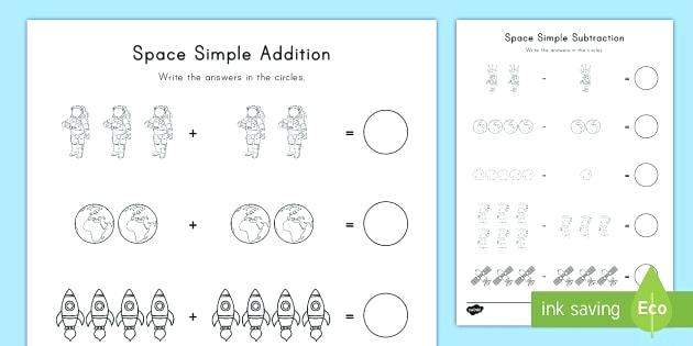 space simple addition and subtraction worksheet activity sheets