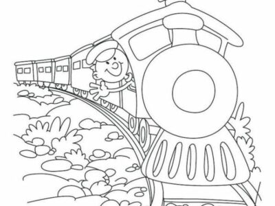 steam train cartoon coloring sheet for preschool children